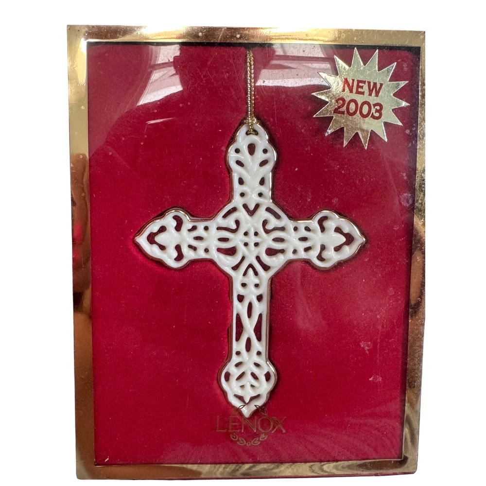 Lenox Pierced Cross Ivory Fine China Christmas Ornament 2003 Brocade 6237945 New
